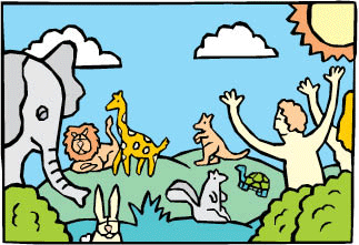Adam and Eve with animals