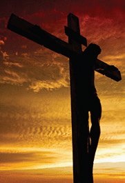 Crucifixion of Jesus Christ during sunset
