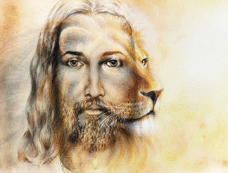 painting of Jesus with a lion