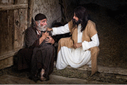 Jesus healing the lame or crippled man