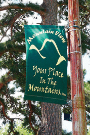 A street pole flag in Mountain View, Arkansas 