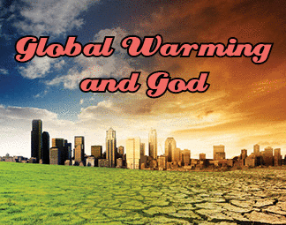 The title of this month's lead article is Global Warming and God. The scene is the effect of global warming on a city.