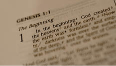 Bible open to  Genesis 1