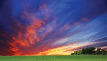 Beautiful landscape under morning sky with clouds.