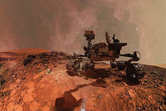 Mars' Curiosity rover exploring the surface planet of Mars.