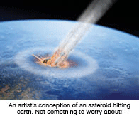 Artist conception of an asteroid hitting earth
