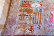 Ancient painting at the Mortuary Temple of Hatshepsut Deir el-Bahri Luxor in Egypt.
