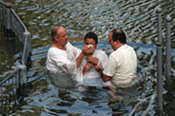 A person about to be baptized.