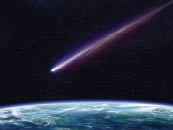 a comet streaking by earth