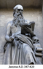 A statue of Jerome with a book in his hand.